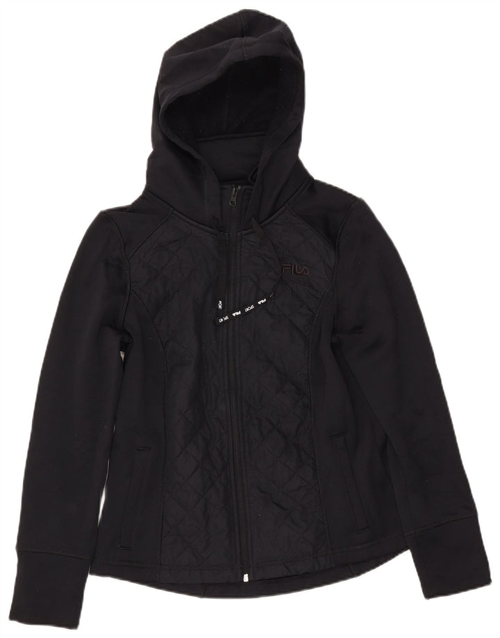 FILA Sudadera con capucha y cremallera para mujer UK 10 Small Poliéster negro