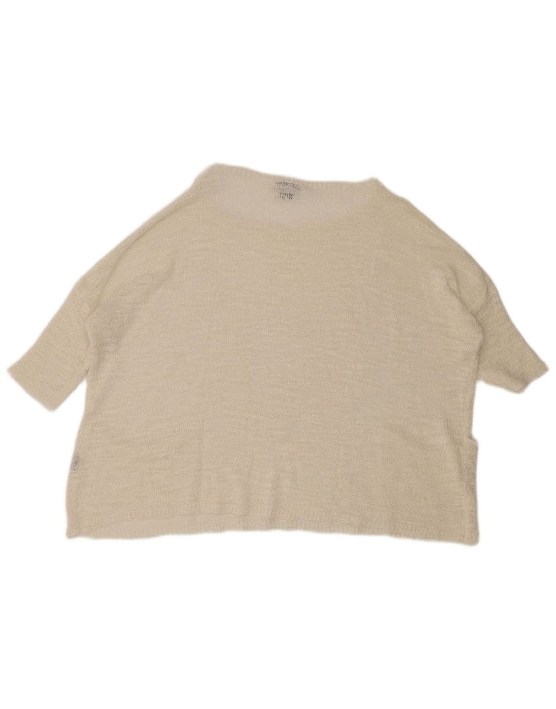 Zara Jersey transparente con cuello barco para mujer, talla 40, tamaño mediano, color blanco apagado