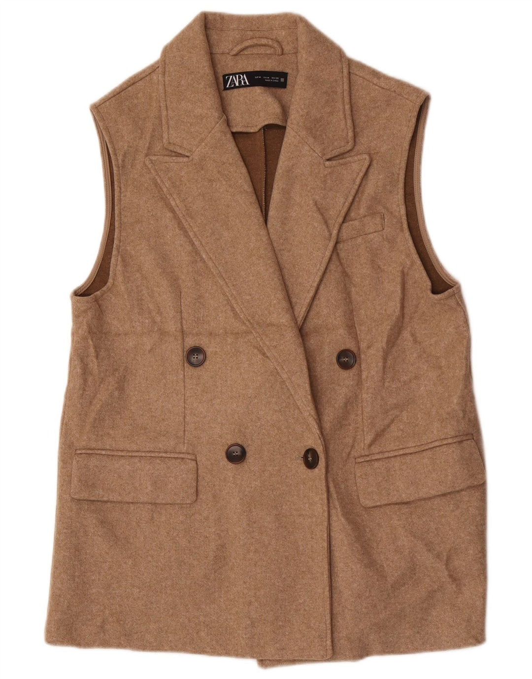 Zara Mujer Chaqueta Blazer Extragrande Sin Mangas UK 44 Medium Beige
