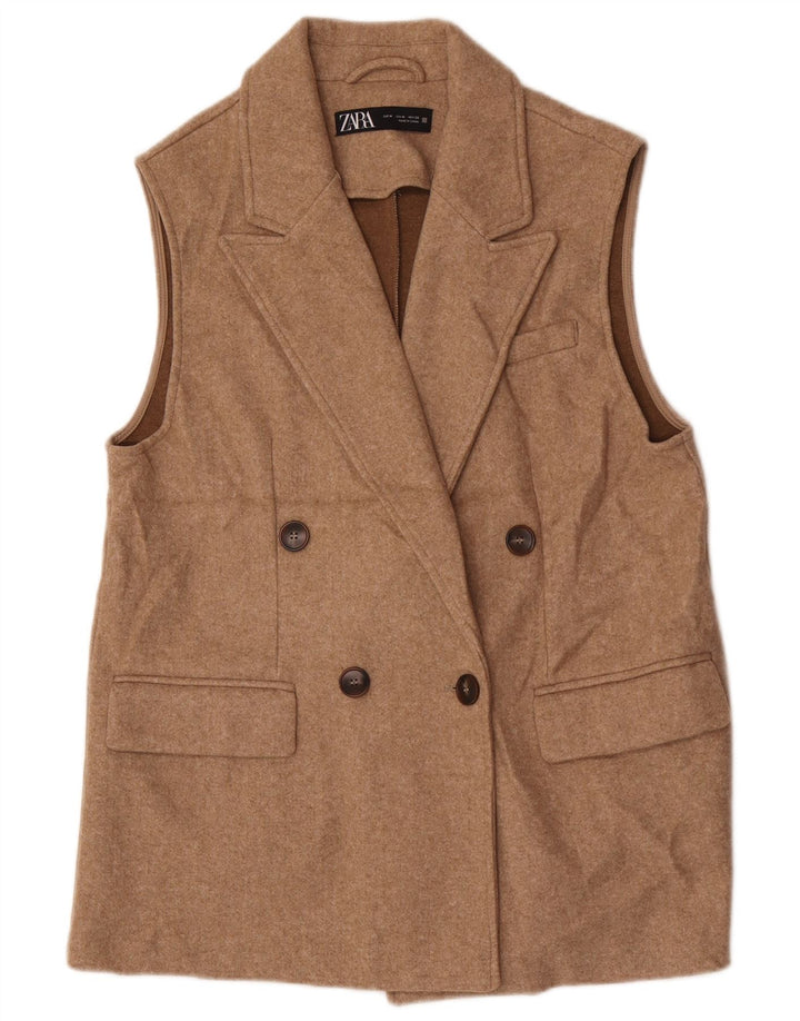 Zara Mujer Chaqueta Blazer Extragrande Sin Mangas UK 44 Medium Beige
