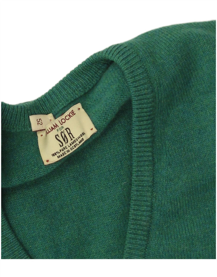 WILLIAM LOCKIE Jersey con cuello en V para hombre IT 52 Large Green Lambswool