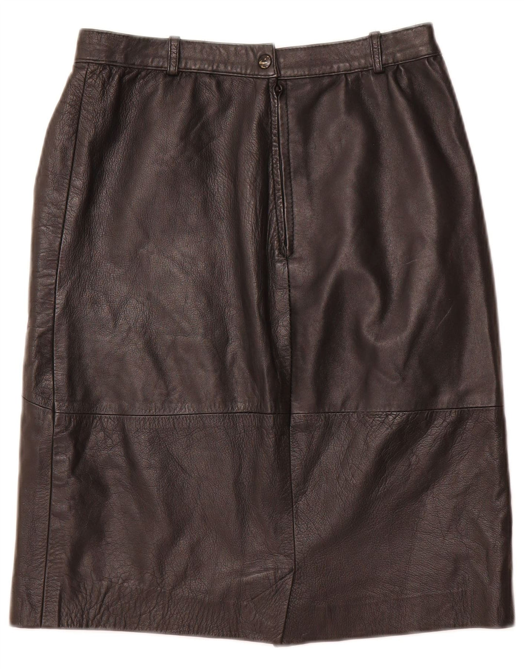 VINTAGE Falda de cuero de cintura alta para mujer IT 48 XL W28 Cuero negro