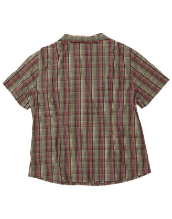 JACK WOLFSKIN Camisa de Manga Corta Mujer ES 18/20 XL Verde Cuadros Algodón