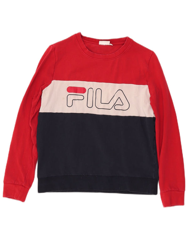 FILA Sudadera gráfica para mujer Jumper UK 10 Small Azul marino Colorblock