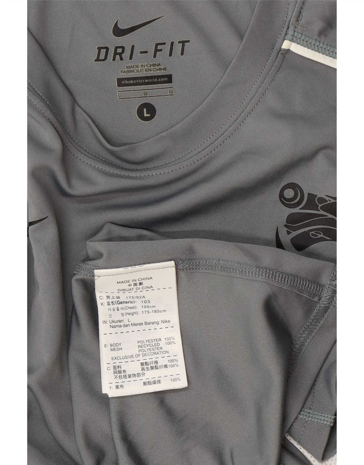 Camiseta Nike Dri Fit para hombre Top grande gris color block Poliéster