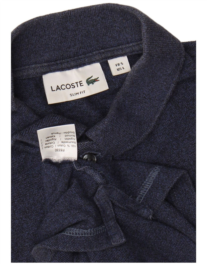 LACOSTE Polo ajustado para hombre talla 5 grande algodón azul marino