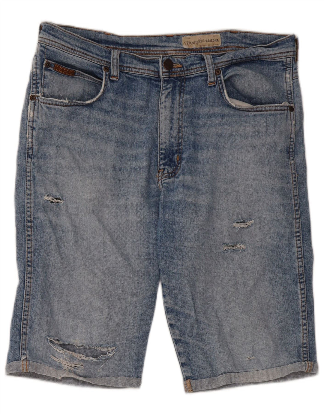 Wrangler Pantalones cortos de mezclilla desgastados para hombre W34 Algodón azul grande