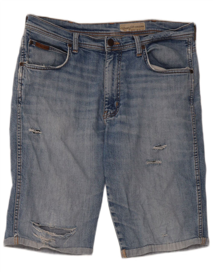 Wrangler Pantalones cortos de mezclilla desgastados para hombre W34 Algodón azul grande