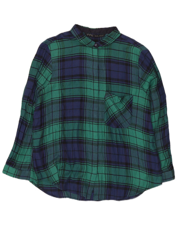 Zara Mujer Camisa De Franela UK 46 Large Green Check