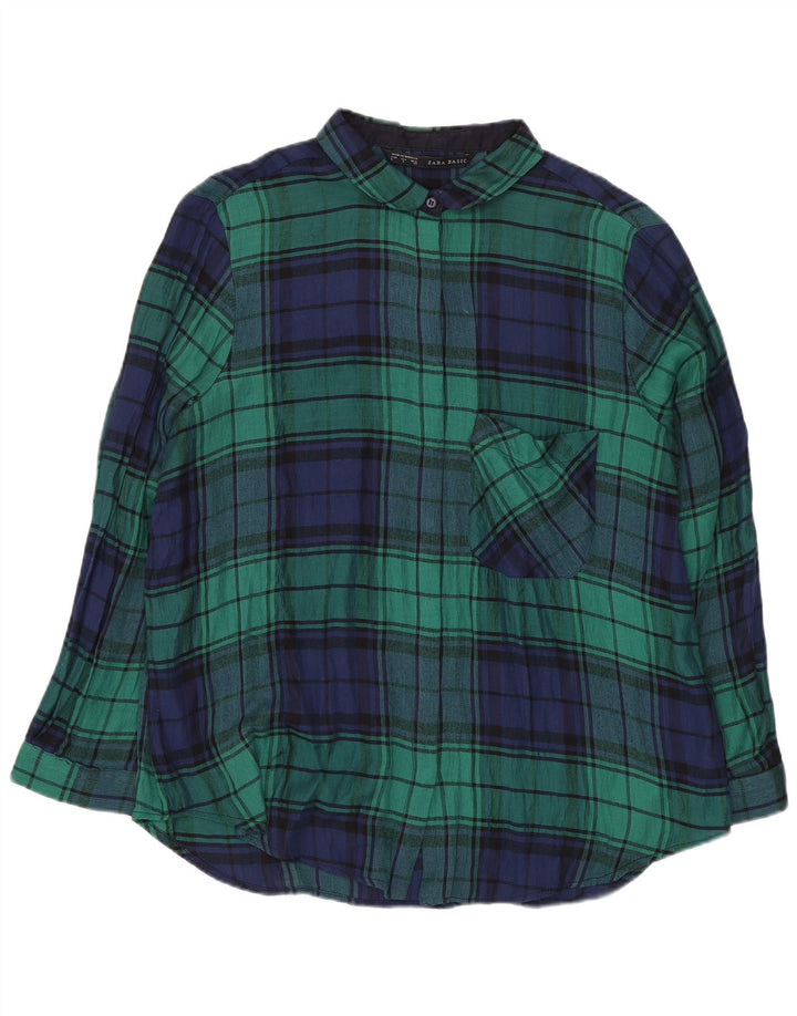 Zara Mujer Camisa De Franela UK 46 Large Green Check