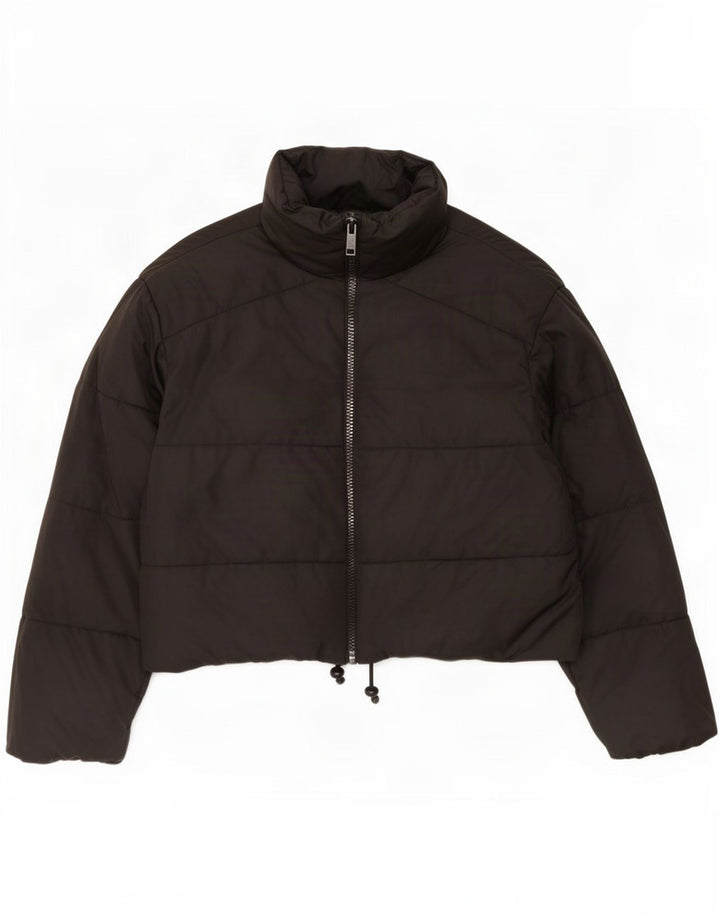 Zara Mujer Chaqueta Acolchada Extragrande UK 10 Small Poliéster Negro