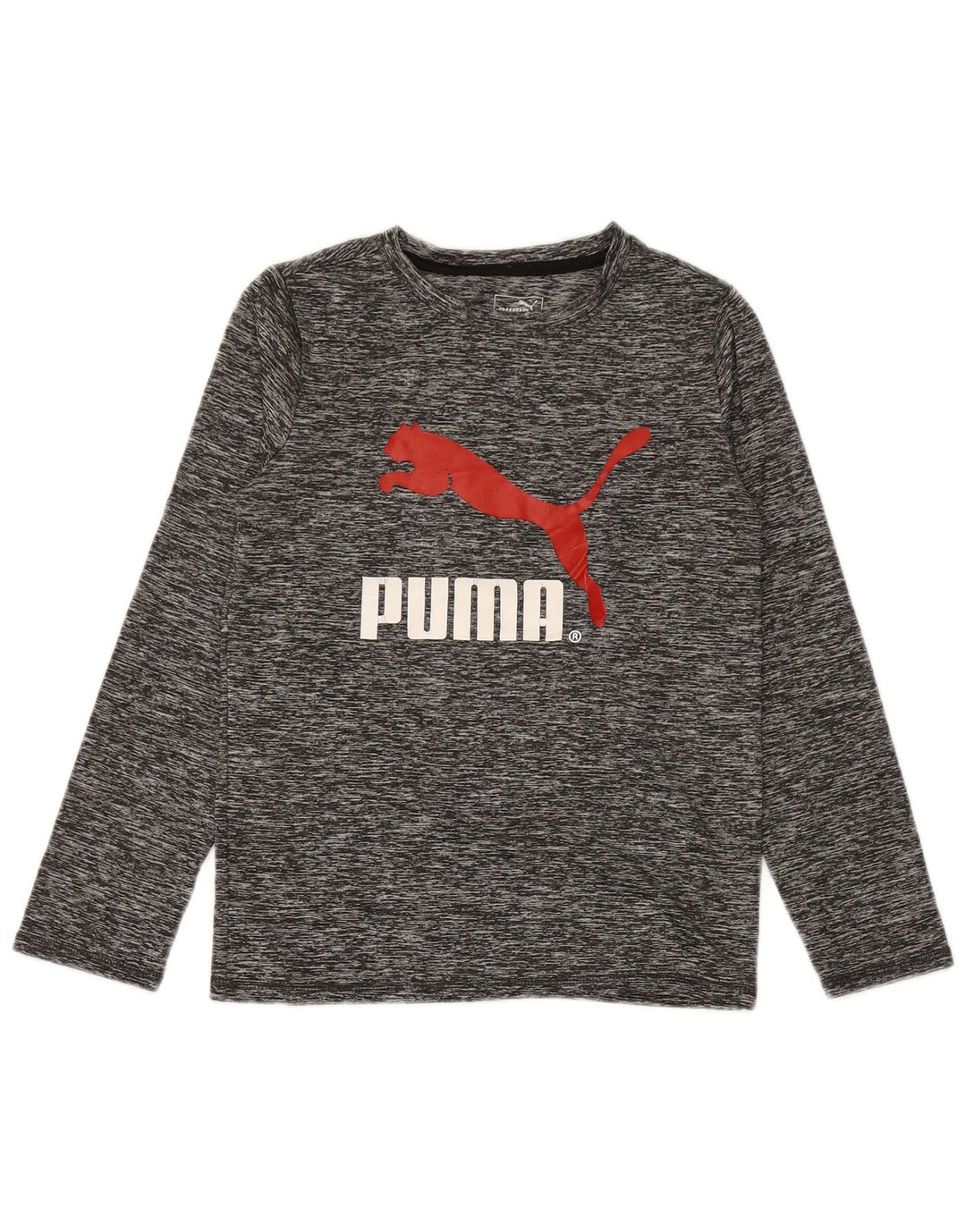 PUMA Boys Graphic Top Manga Larga 8-9 Años Pequeño Gris Poliéster