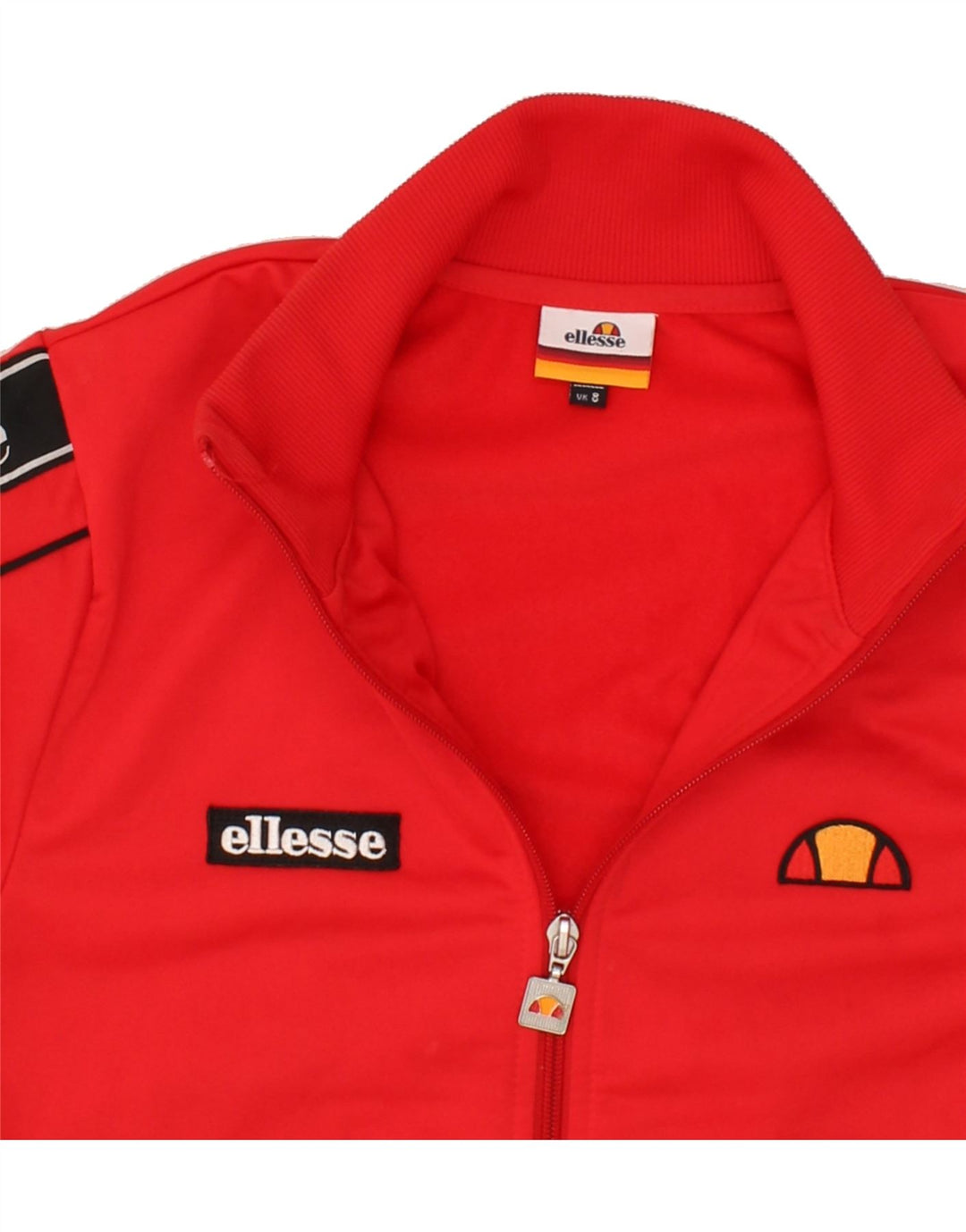 ELLESSE Womens Graphic Tracksuit Top Jacket UK 8 Small Red Polyester Vintage Ellesse and Second-Hand Ellesse from Messina Hembry 