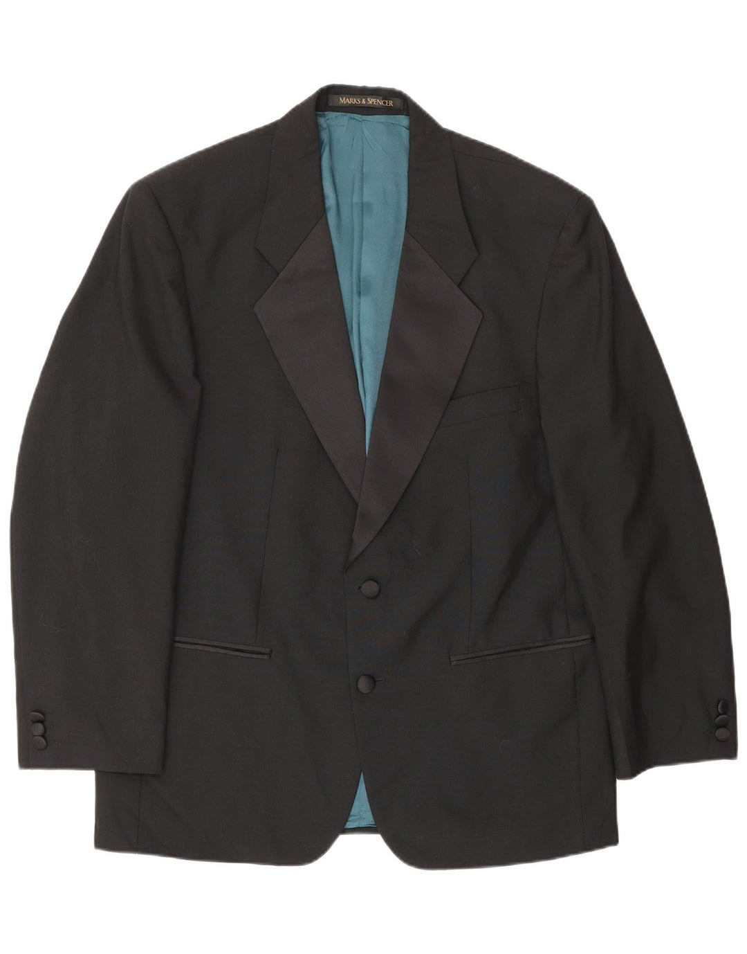 Marks & Spencer Chaqueta tipo blazer de 2 botones para hombre UK 40 Grande Poliéster negro