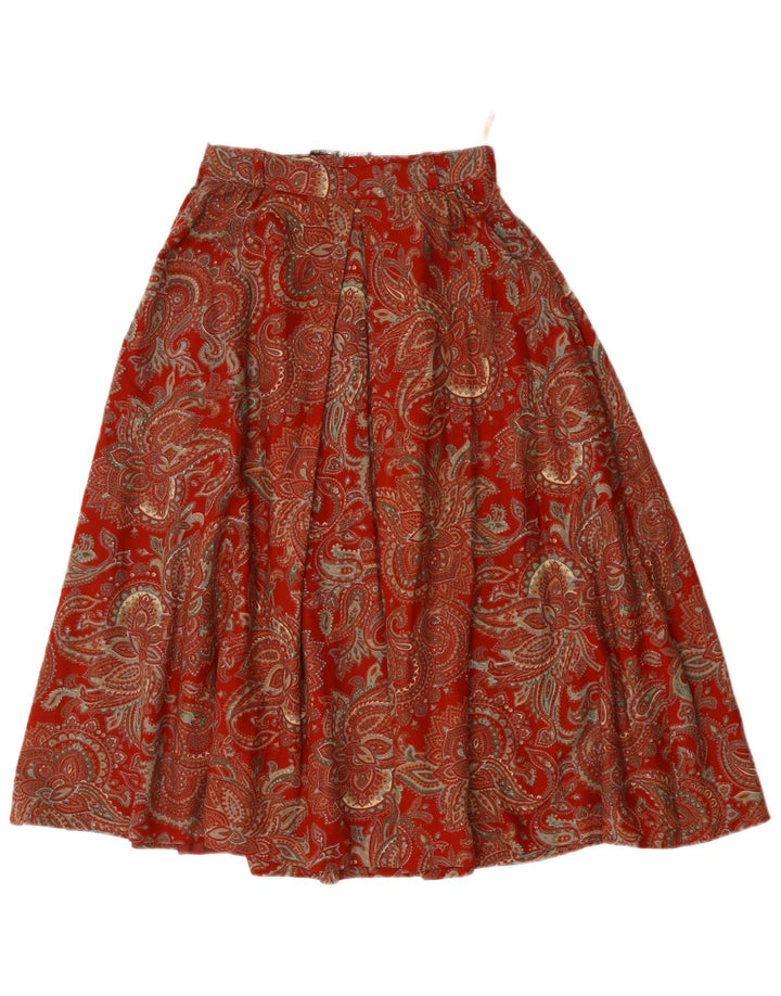 DORENE Falda acampanada de cintura alta para mujer EU 36 Small W24 Rojo Paisley Acrílico