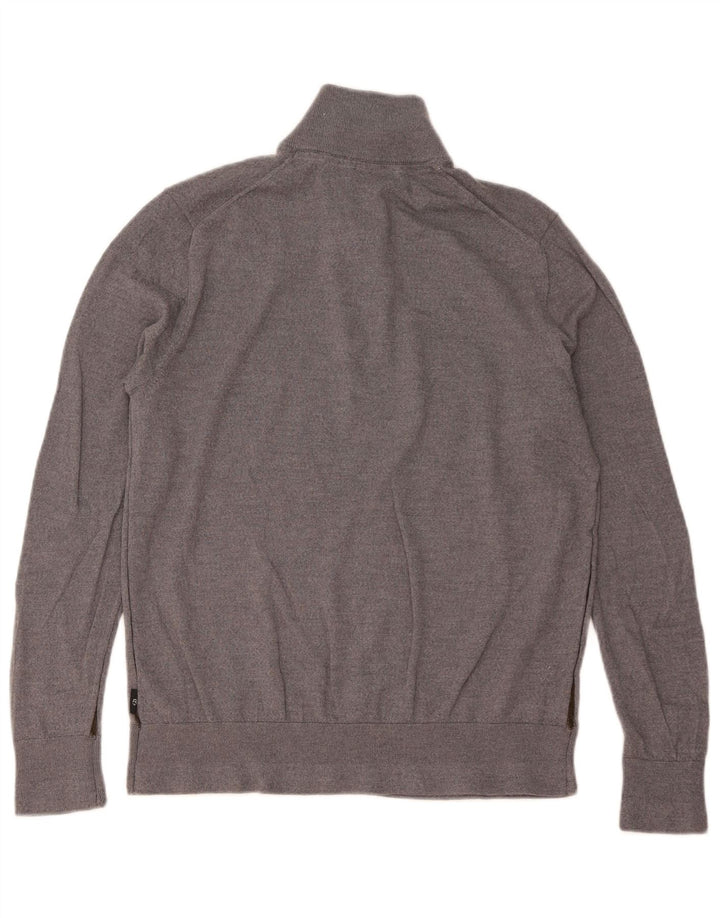 TED BAKER Suéter tipo jersey con cuello y cremallera para hombre talla 6 2XL Lana gris