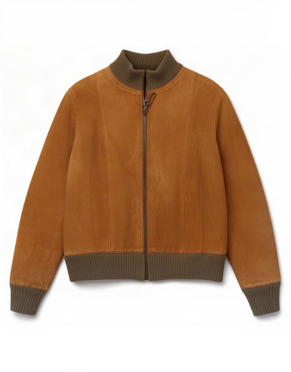 Vintage hombres ante bomber chaqueta Reino Unido 34 XS marrón