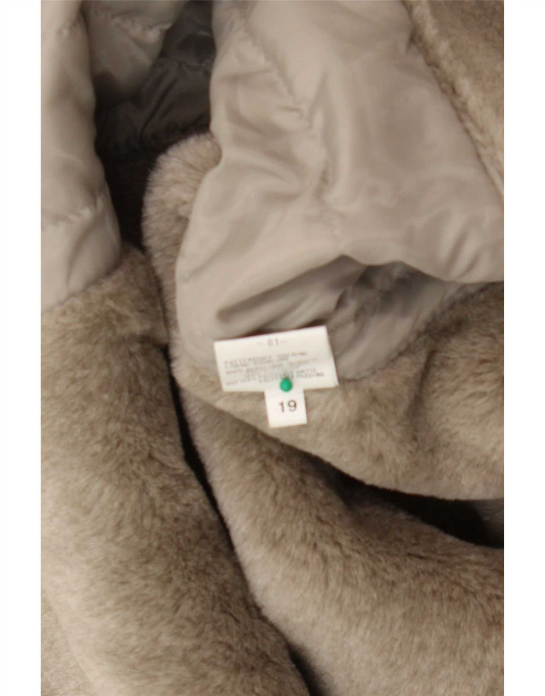 Vintage mujer Sherpa abrigo Reino Unido 16 poliéster gris grande