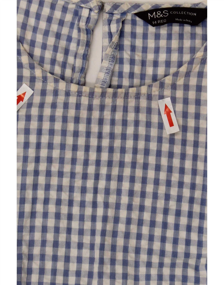 Marks & Spencer Vestido largo para mujer UK 44 Algodón a cuadros azul medio