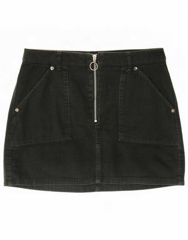 Topshop Falda de pana pequeña para mujer UK 10 Small W28 Algodón verde