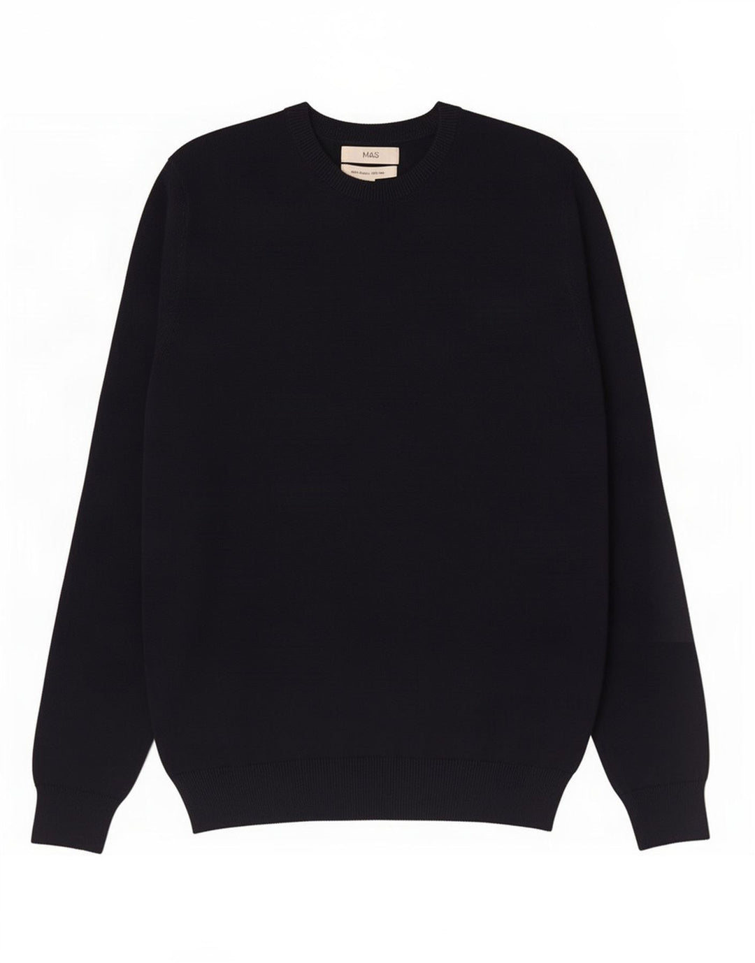 Marks & Spencer Jersey de cuello redondo para hombre de algodón azul marino mediano