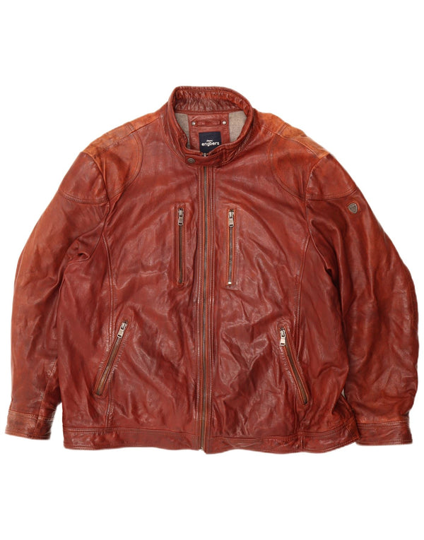 ENGBERS Chaqueta de cuero para hombre UK 46 3XL Borgoña