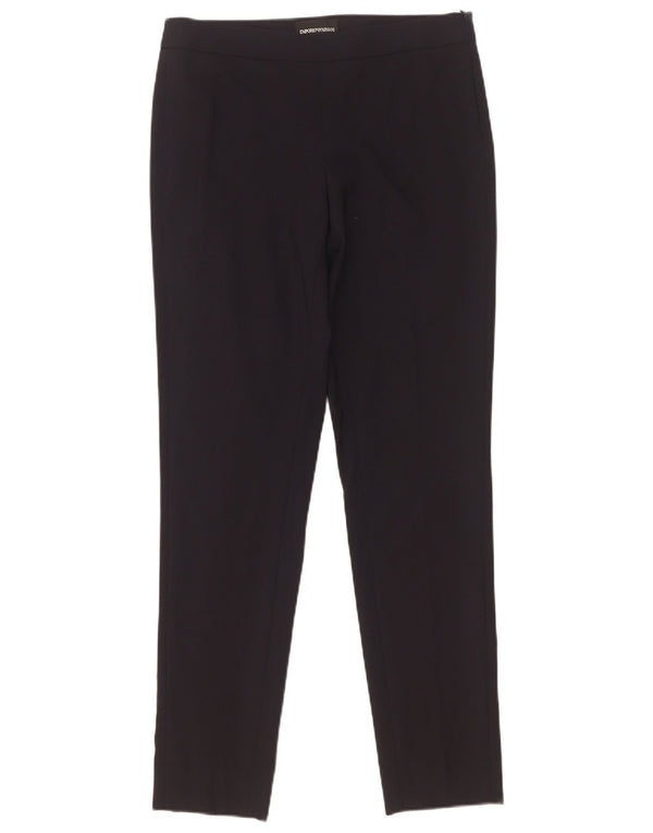 Armani Mujer Slim Casual Pantalones IT 38 XS W28 L29 Lana Negra