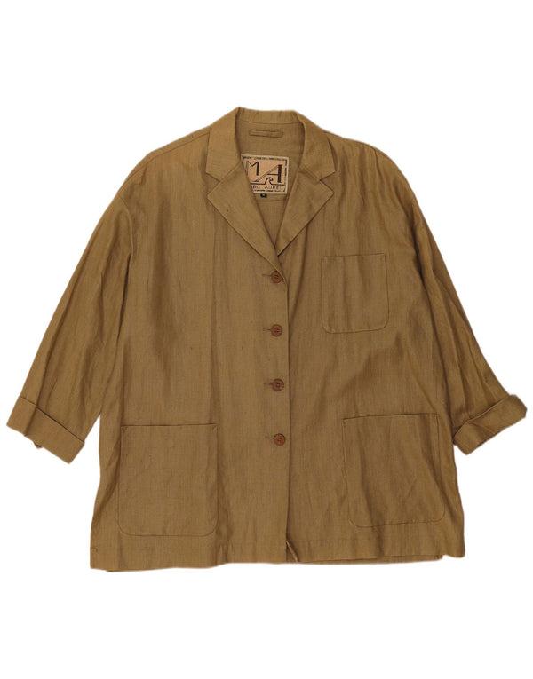 Marc Aurel Chaqueta tipo blazer extragrande con 4 botones para mujer UK 14 Medium Khaki Linen