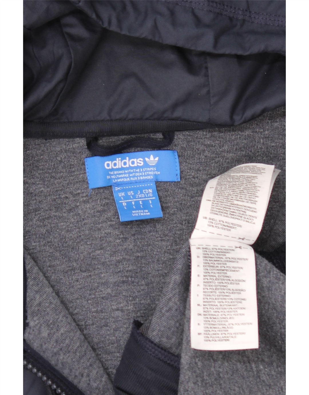 Adidas - Sudadera con capucha y cremallera para hombre, talla grande, poliéster, color azul marino