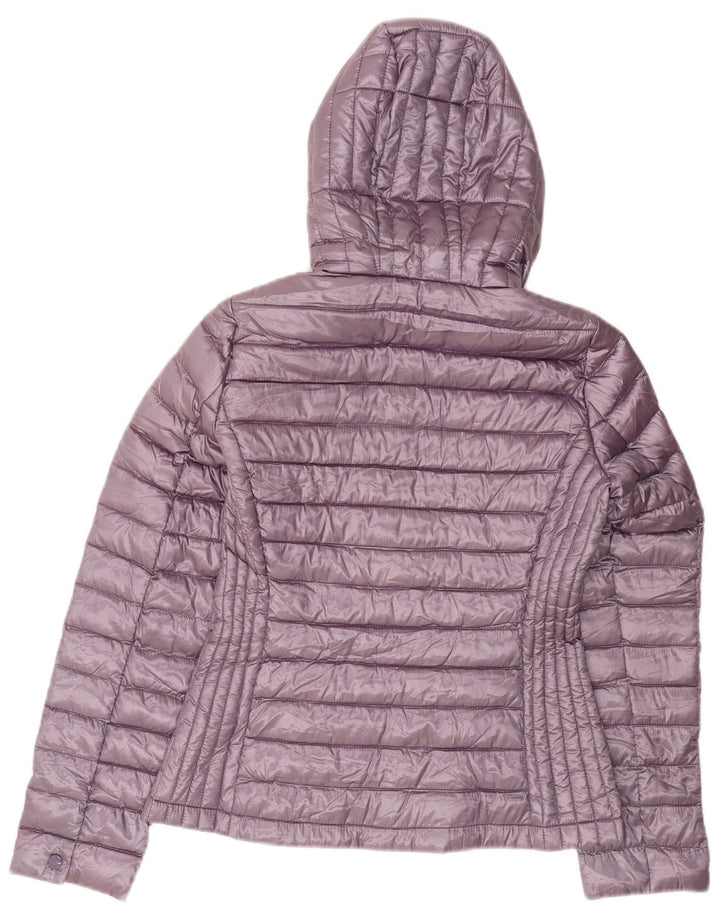 Calvin Klein Chaqueta acolchada con capucha para mujer UK 10 Small Púrpura Poliéster