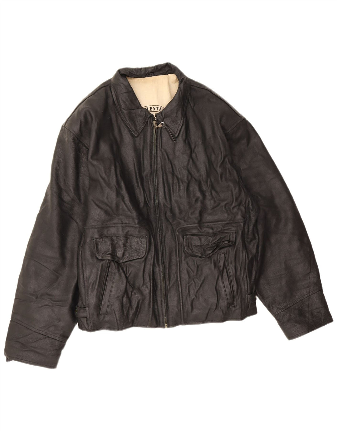 Giorgio Valenti Chaqueta de cuero para hombre Reino Unido 40 Grande Cuero negro
