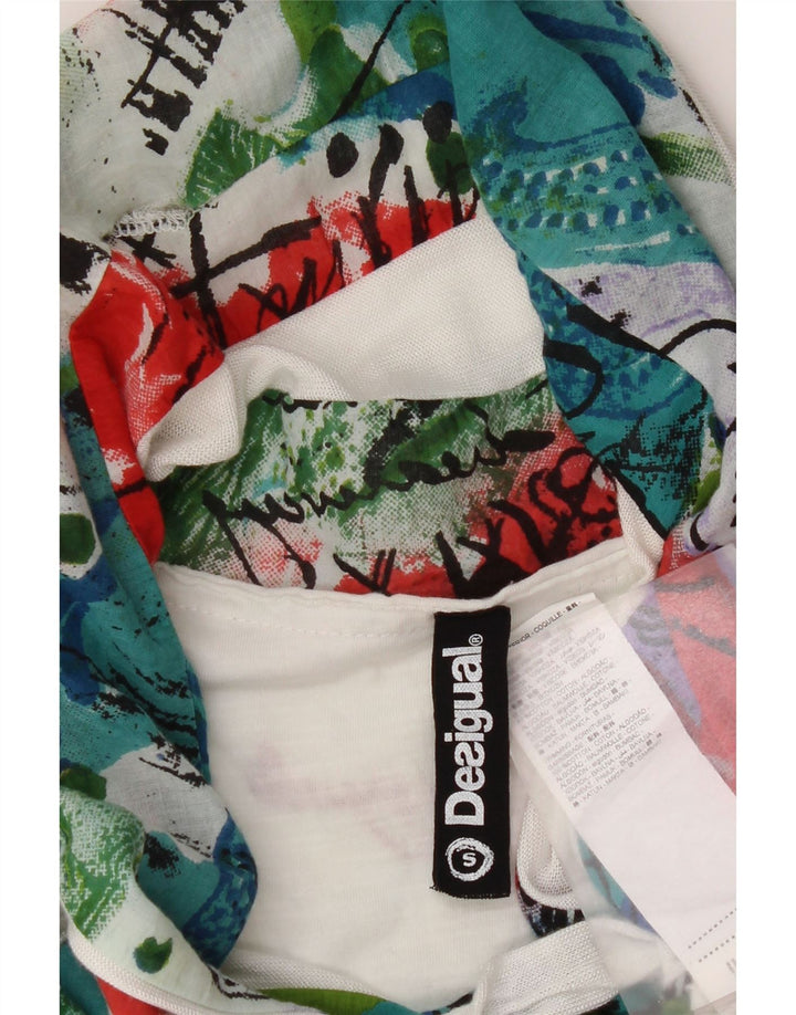 Desigual Blusa con cuello caído para mujer UK 10 Small White Viscosa