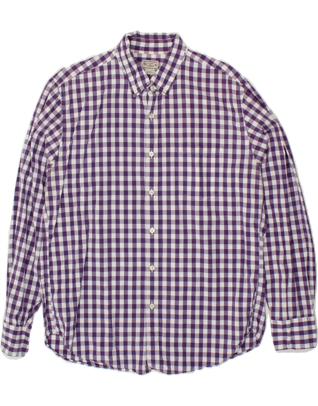 J. CREW Mens Shirt Large Purple Gingham Cotton Vintage J. Crew and Second-Hand J. Crew from Messina Hembry 