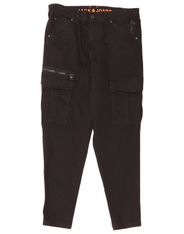 Jack & Jones Mens Slim Crop Cargo Pantalones W28 L25 Algodón Negro