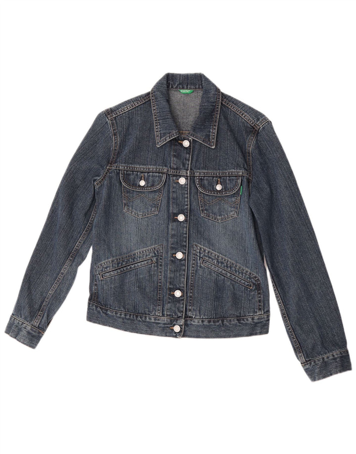 Benetton Chaqueta Vaquera Mujer ES 40 Pequeña Algodón Azul