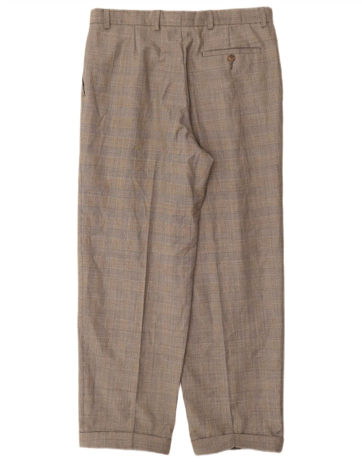 Marks & Spencer Pantalón de traje con pinzas St. Michael para hombre W32 L29 Cuadros grises