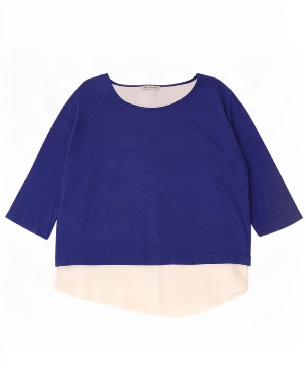 Marks & Spencer Top para mujer manga 3/4 UK 44 Viscosa con bloques de color azul grande