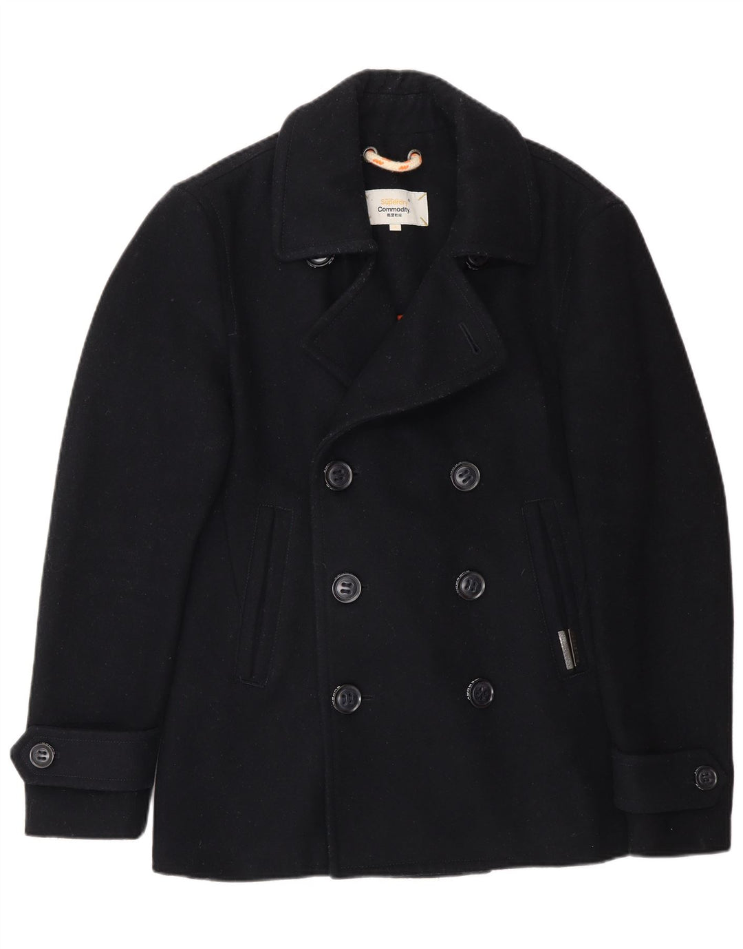 Superdry Chaquetón para hombre UK 36 Small Lana azul marino