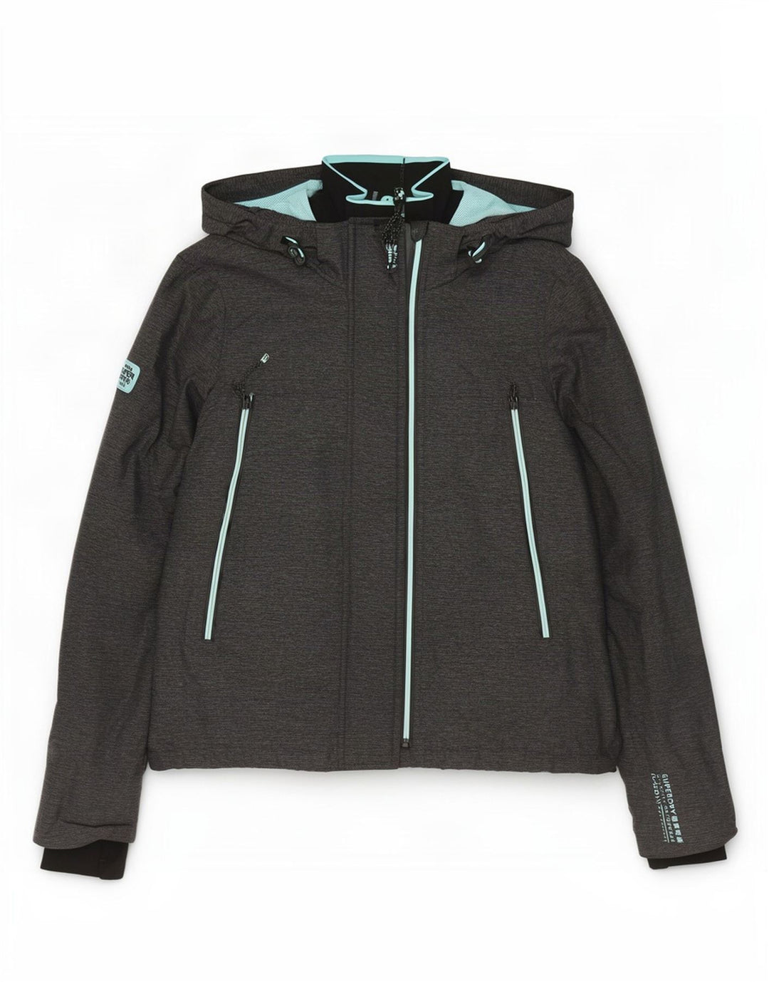 Superdry Chaqueta impermeable con capucha para mujer, talla 46, nailon gris grande