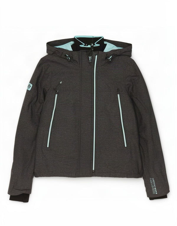 Superdry Chaqueta impermeable con capucha para mujer, talla 46, nailon gris grande