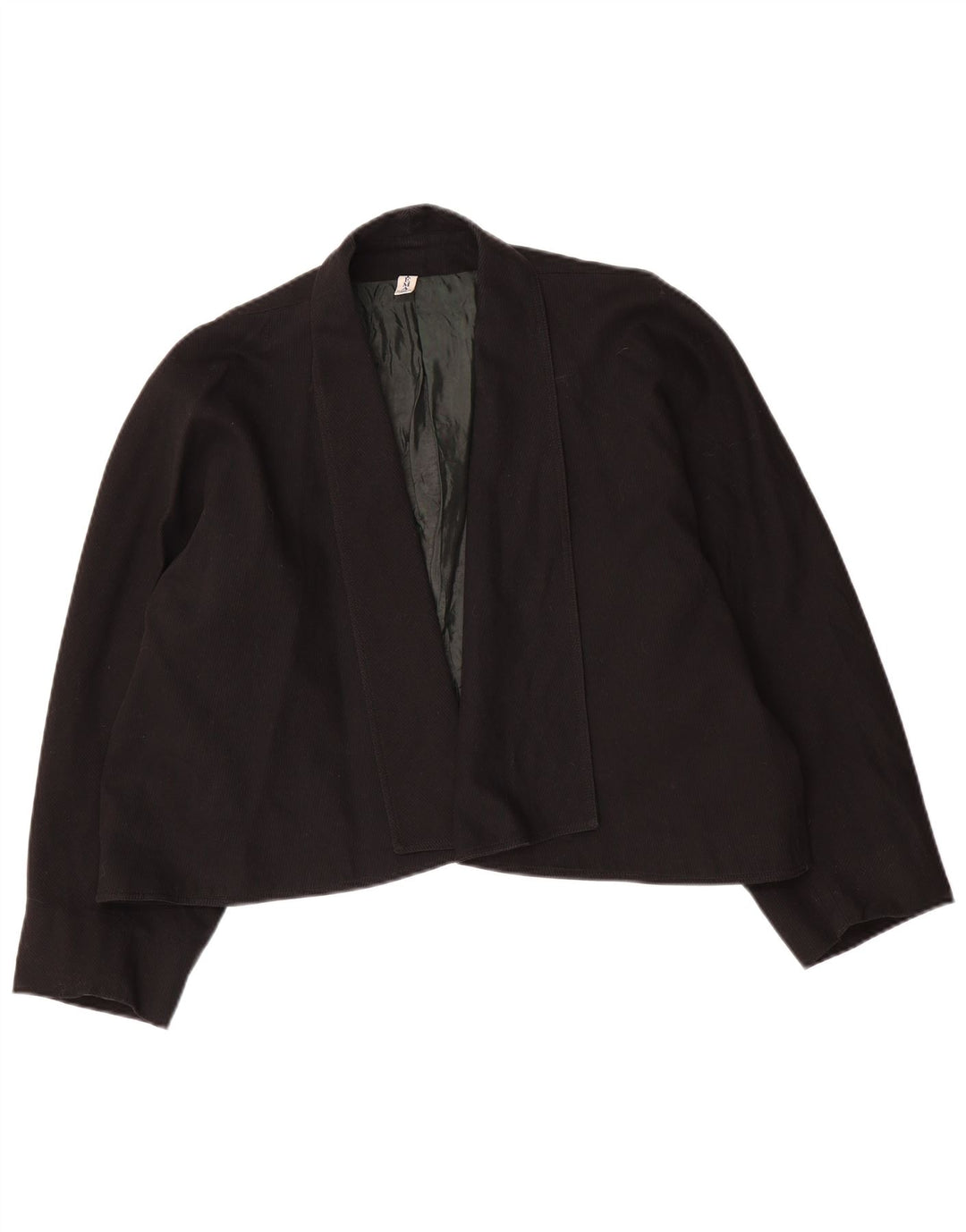 Vintage mujer crop open blazer chaqueta IT 48 XL negro