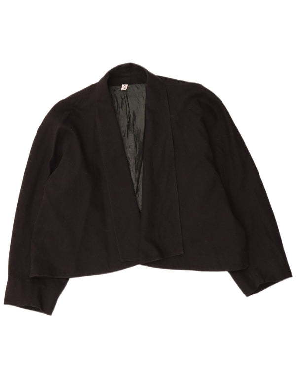 Vintage mujer crop open blazer chaqueta IT 48 XL negro