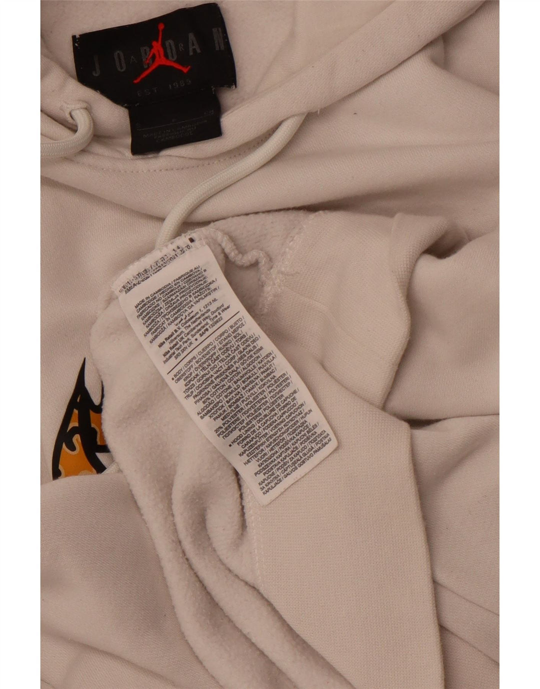 JORDAN Jersey con capucha y estampado holgado para hombre pequeño de algodón blanco roto