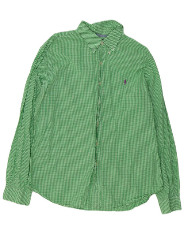 Polo Ralph Lauren Camisa ajustada para hombre XL Algodón a cuadros verde