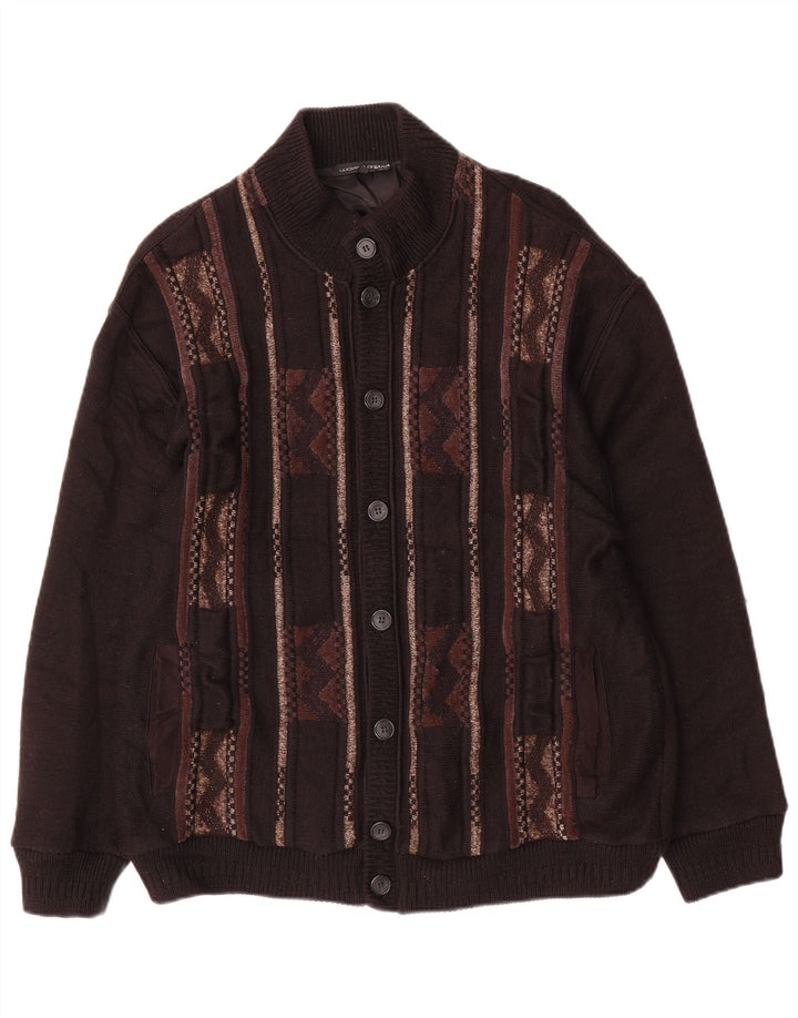 LUCIANO CHIARI Cárdigan para hombre IT 52 Large Lana geométrica negra