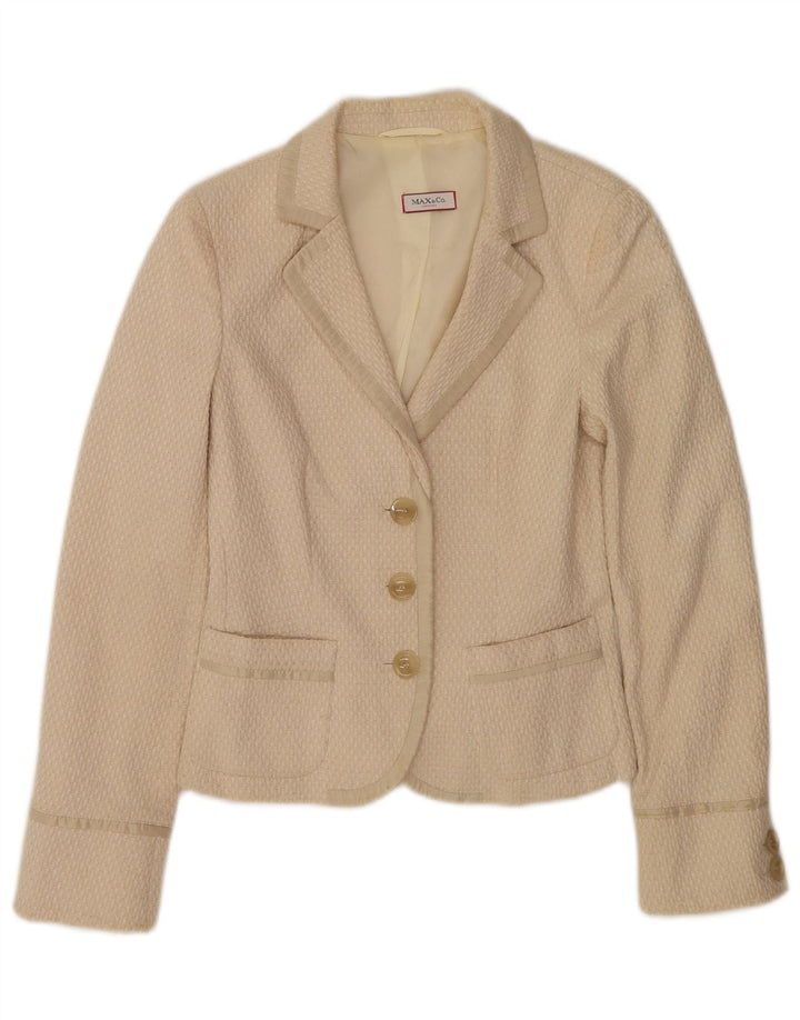 Max & Co. Chaqueta tipo blazer de 3 botones para mujer UK 6 XS Algodón beige