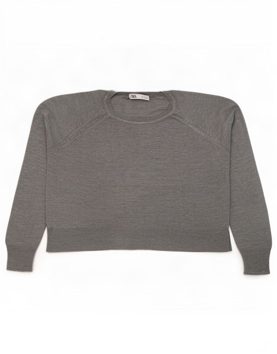 Zara Mujer Jersey De Cuello Redondo De Gran Tamaño UK 44 Viscosa Gris Medio