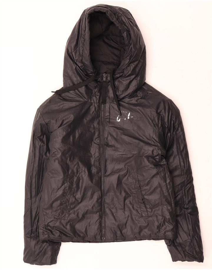 Nike - Chaqueta acolchada reversible con capucha para mujer, talla 40, color negro