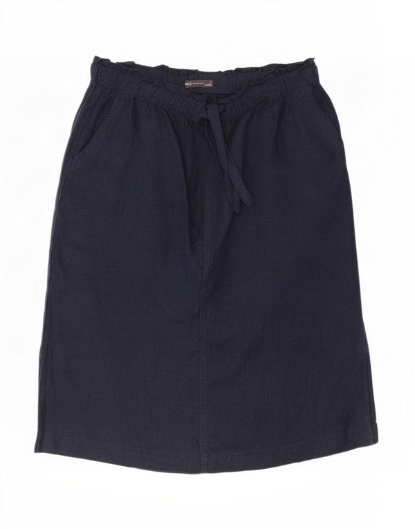 Marks & Spencer Falda midi para mujer UK 18 XL W38 Lino azul marino