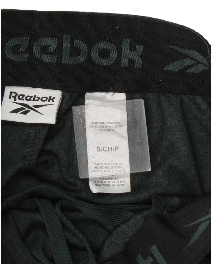 Reebok - Pantalones cortos deportivos para hombre, poliéster moteado verde pequeño